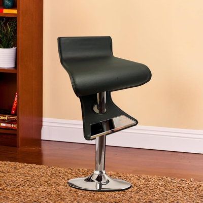 Modern Sleek Bentwood Adjustable Swivel Curved Bar Stool, BLACK Wood
