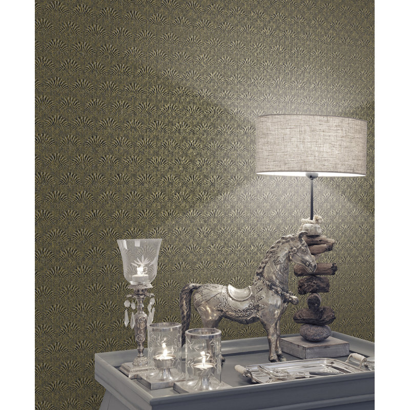 Boutique Geometric Fan Wallpaper Roll, Gold
