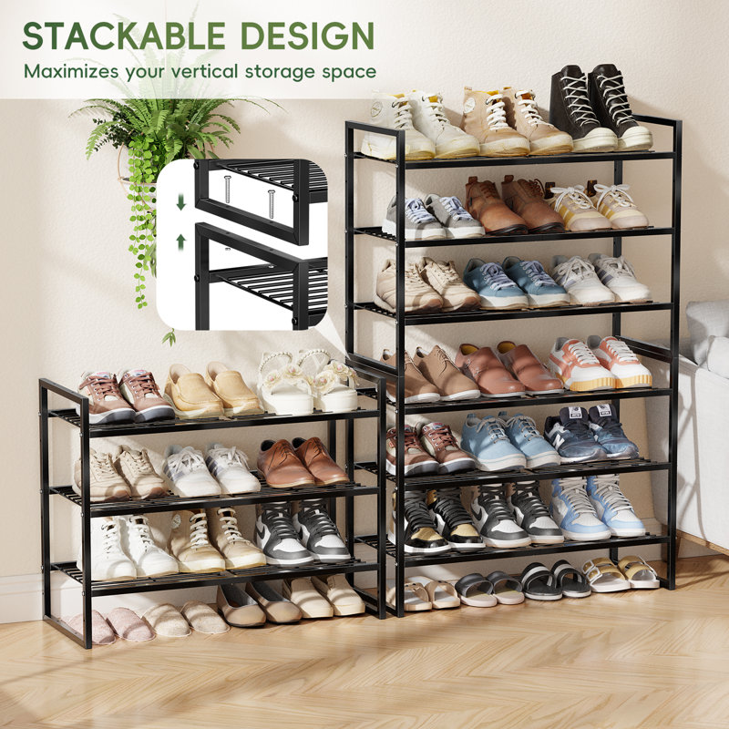 3-Tier Stylish Shoe Rack with Square Frame