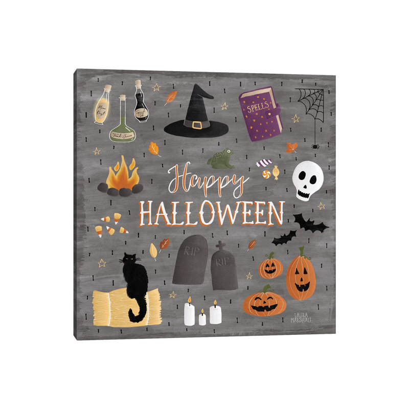 Haunted Halloween II by Laura Marshall - Gallery-Wrapped Canvas Giclée on Canvas, Wrapped Canvas, 30.48 cm H x 30.48 cm W