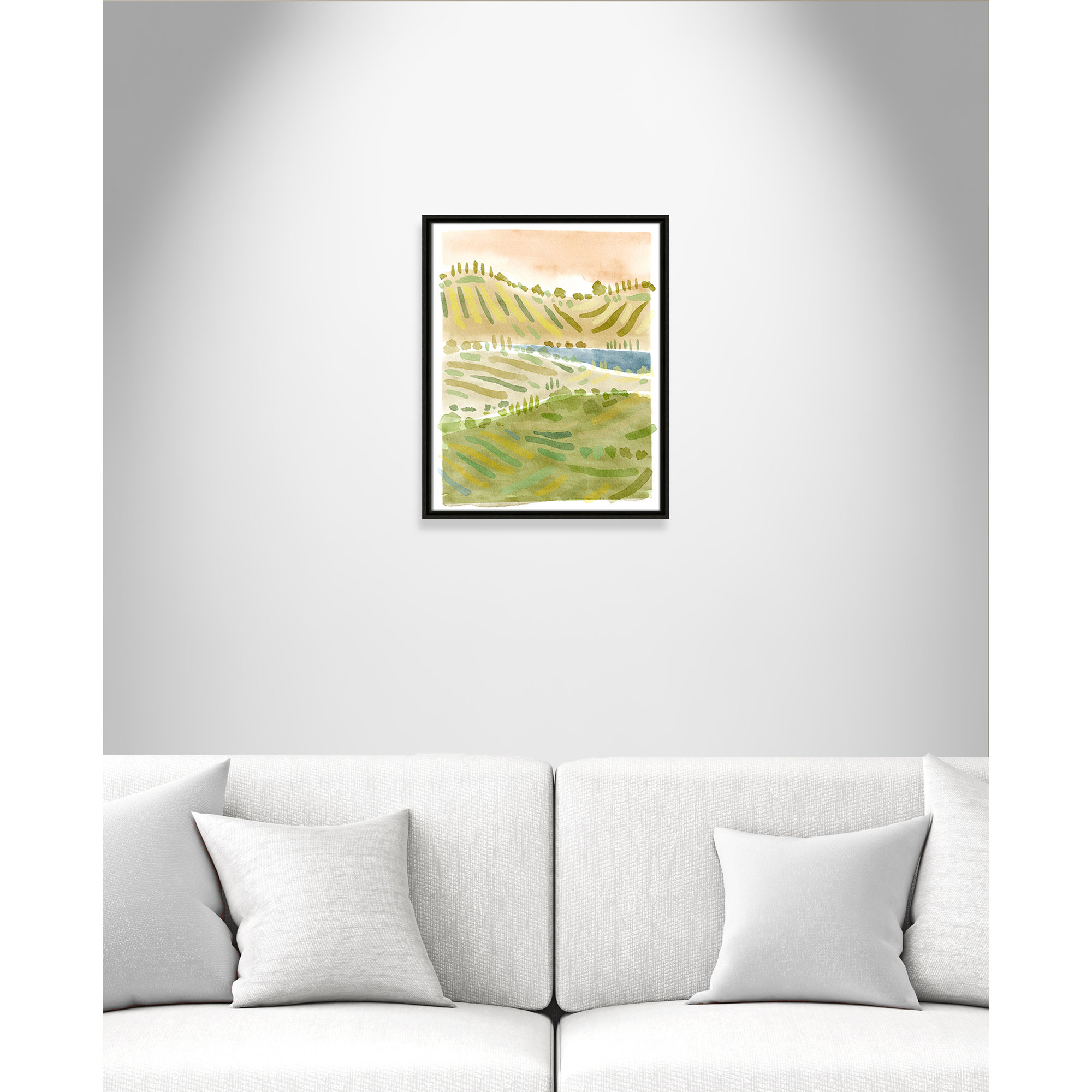 Tuscan Countryside Print by Leah Straatsma, Espresso Floater Framed Canvas, 21.5" H x 17.5" W x 2" D, No Mat