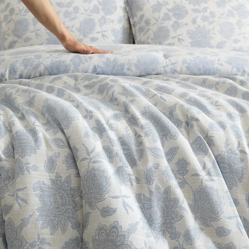 Ensemble d'édredon réversible en coton Nautica Elmwood, Édredon pour très grand lit + 2 taies décorativ