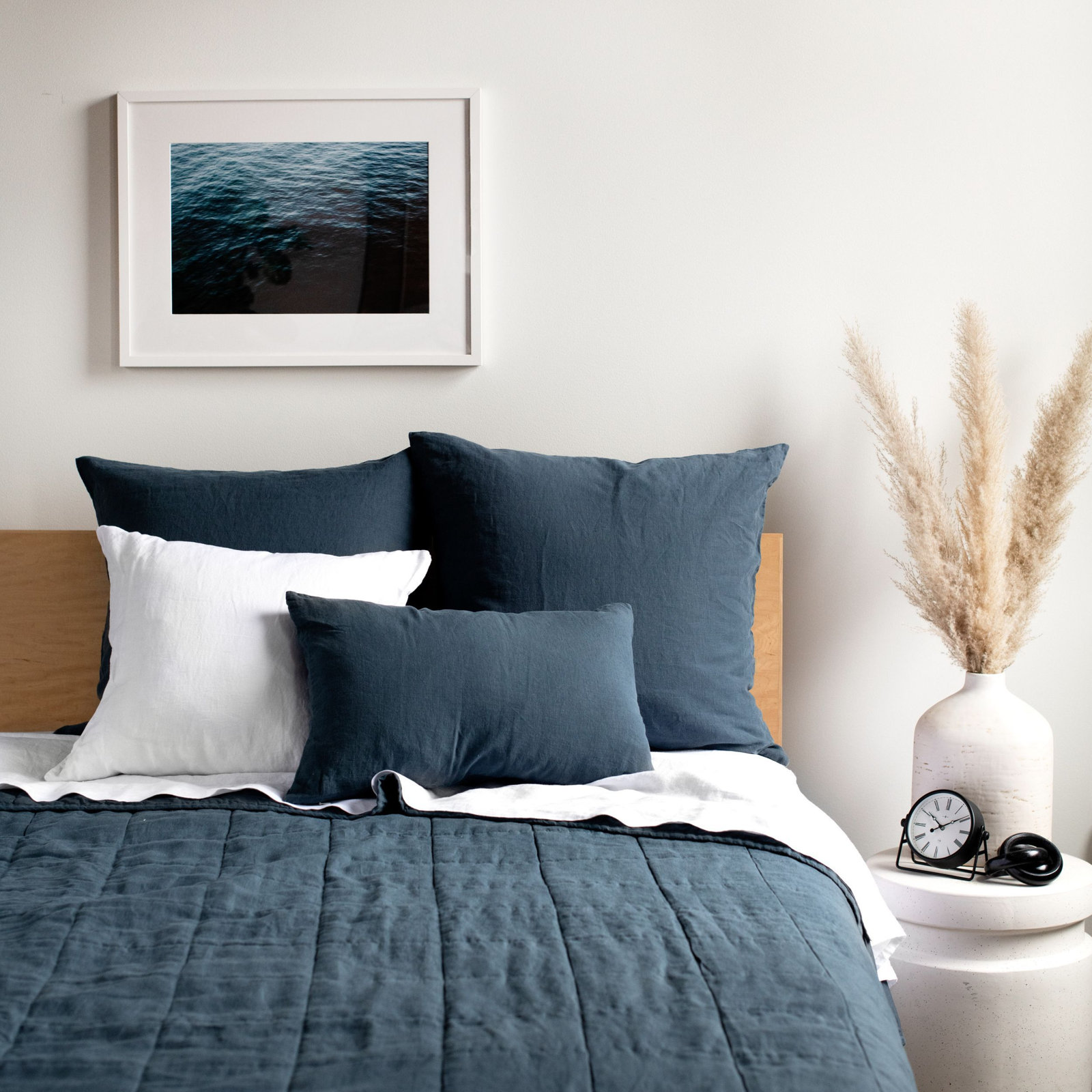 French Linen Quilt Set, Twin Quilt + 1 Standard Pillow Sham, Baltic