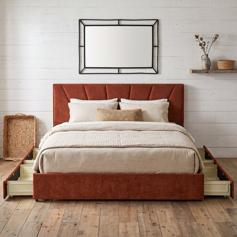 Lit tapissier capitonné Modern, très grand, lin CARAMEL, Très grand lit, Caramel