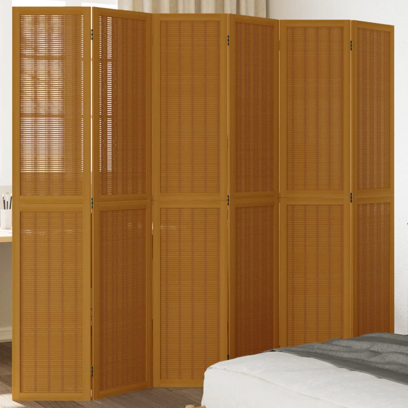 Aleinah 215cm W 6 - Panel Solid Wood Folding Room Divider, 200cm H x 215cm W