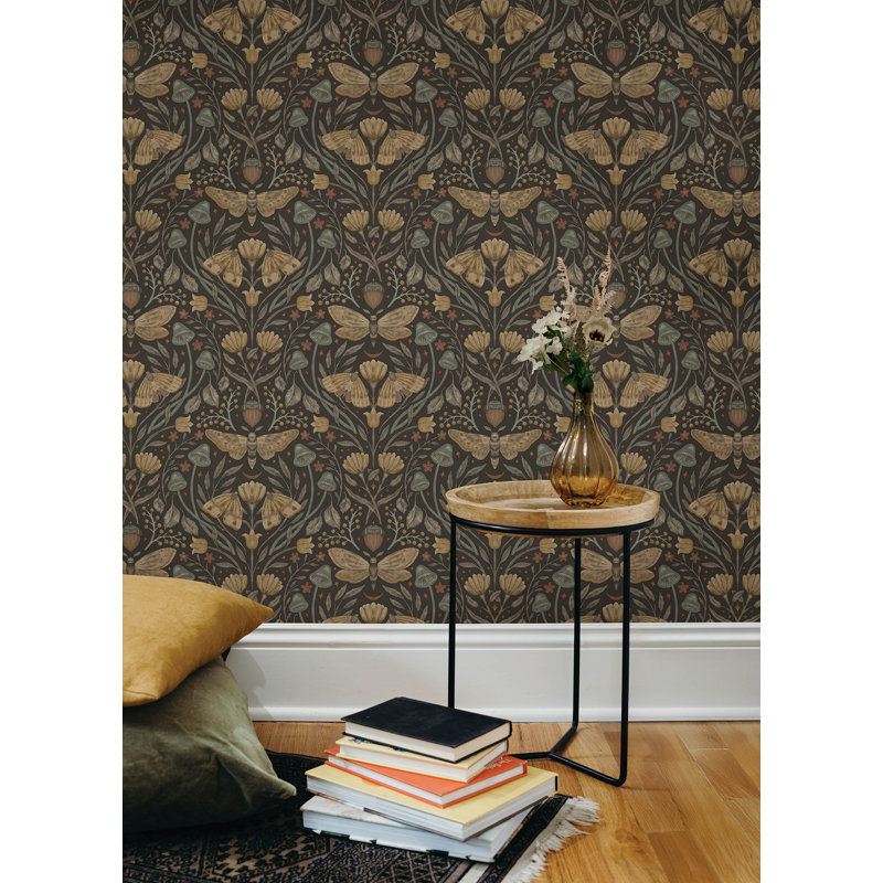 Mystic Moth Black Forest Magic Wallpaper, Black