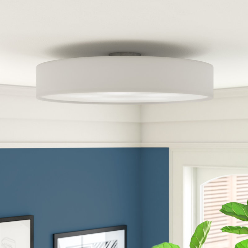Tonia Cotton / Cotton Blend Semi Flush Mount, White
