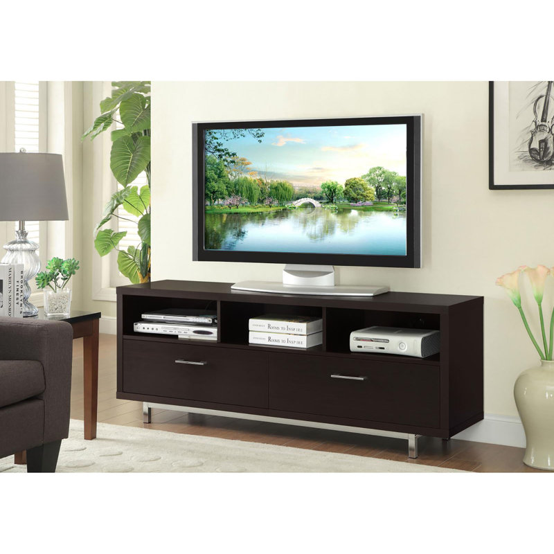 Console de rangement avec tiroir et télévision, Brun