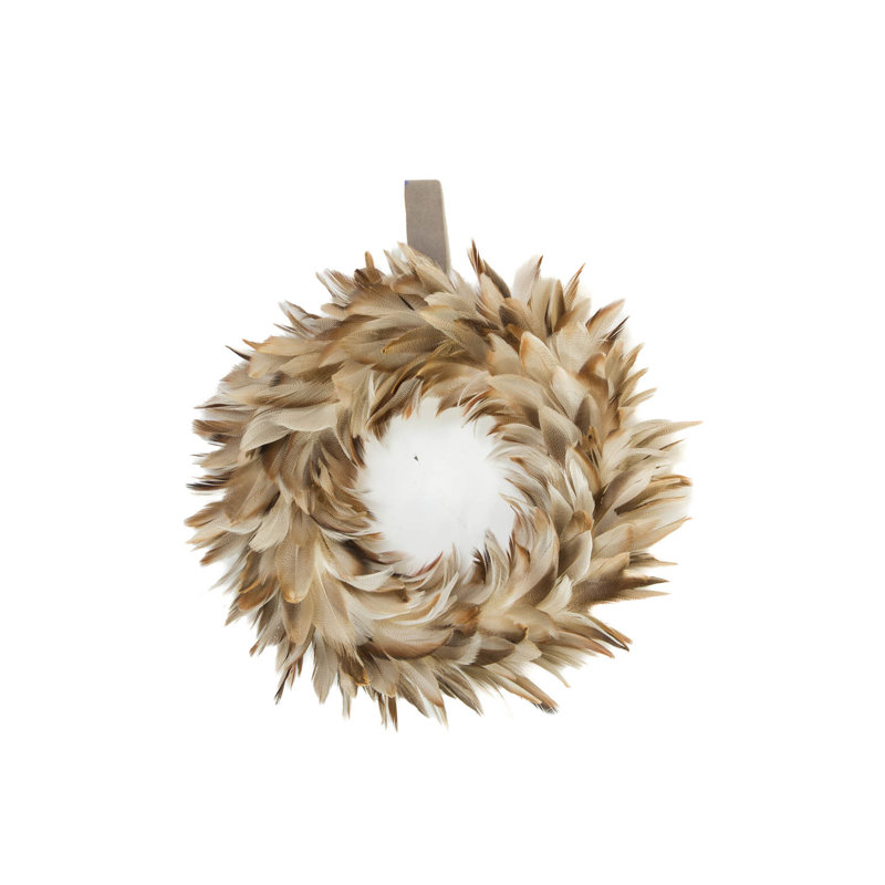 Couronne de plumes taupe à suspendre