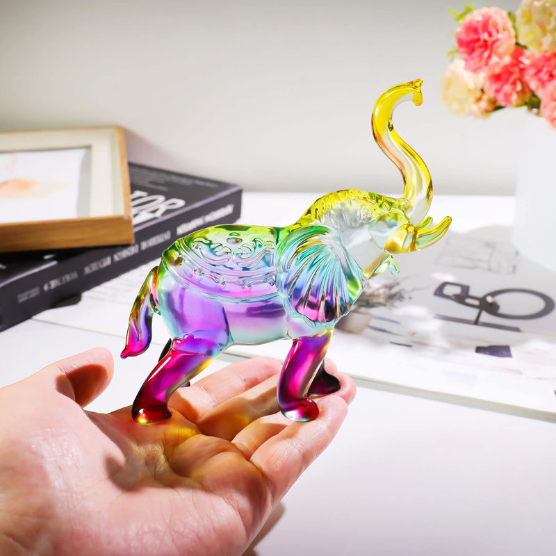 Elephant Statue Decor, Multicolor