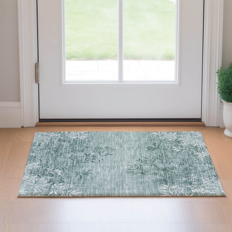 Premium Machine Washable Prisco Sage Rug, Rectangle 1'8" x 2'6"