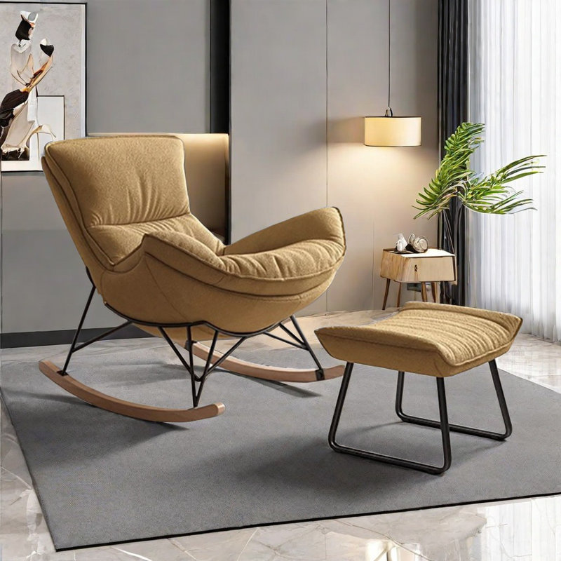 Chaise berçante de salon nordique simple, Jaune