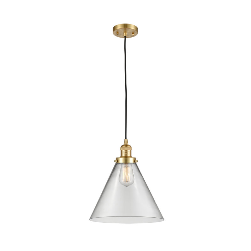 Luminaire suspendu conique à 1 lumière Westbrook, Ampoule non incluse, Grainé, Or satiné