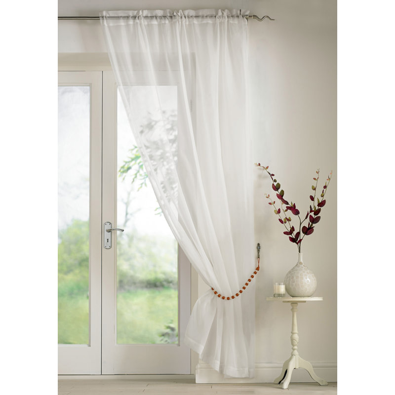 Billerica Sheer Curtain Single Panel, 145 W x 229 D cm, Ivory