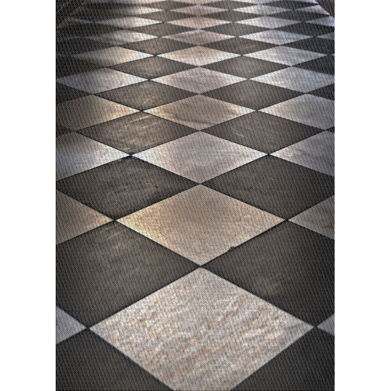 Tapis brun/gris tissé à la machine, Rectangle 5 pi x 7 pi