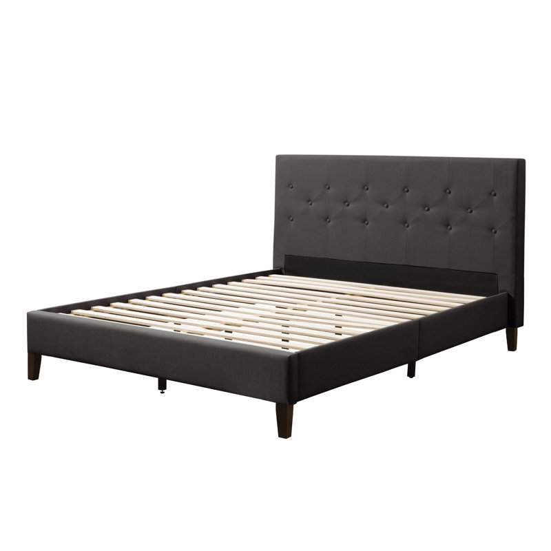 Achilles Upholstered Platform Bed, Dark Gray, Queen