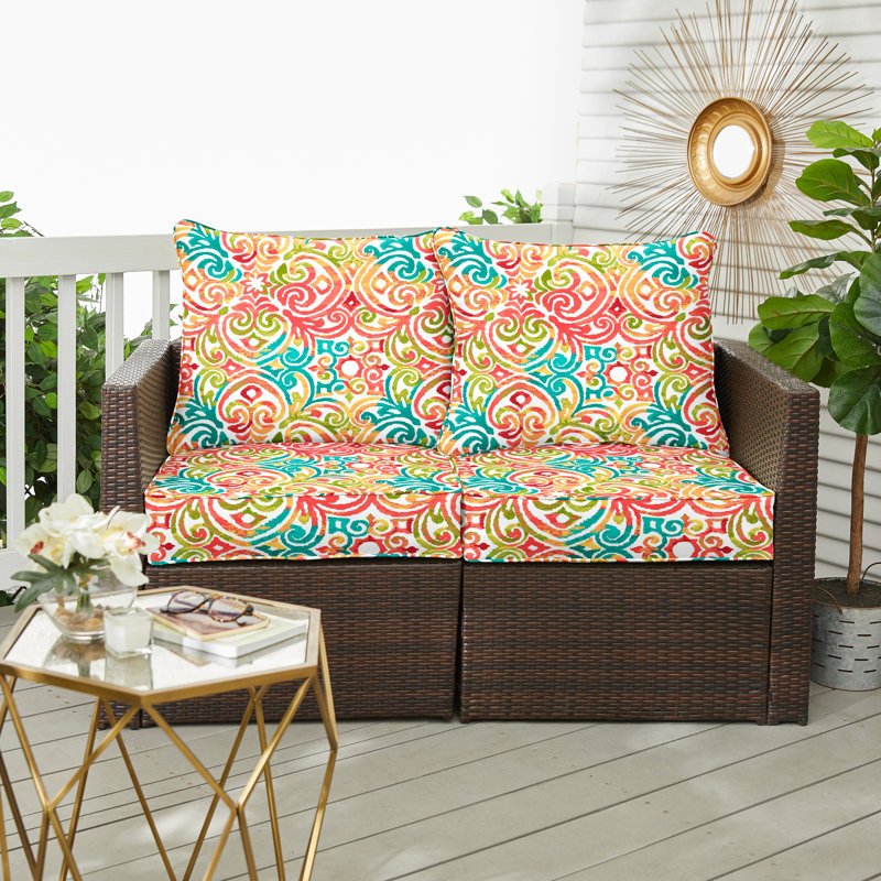 Outdoor Loveseat Pillow and Cushion Set, 29 in W x 27 in D x 5 in H, Bryant - Corinthian Dapple