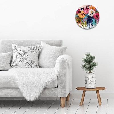 Multicolor 12 x 12 inch Vibrant Abstract Floral Wall Clock Decorative
