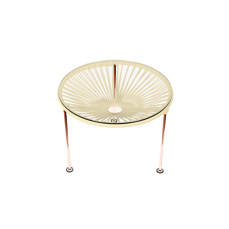 Zicatela Indoor Handmade Coffee Table, Copper, Ivory