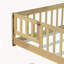 Lit double en bois d'hévéa avec clôture, porte et garde-corps de sécurité, naturel-785595848