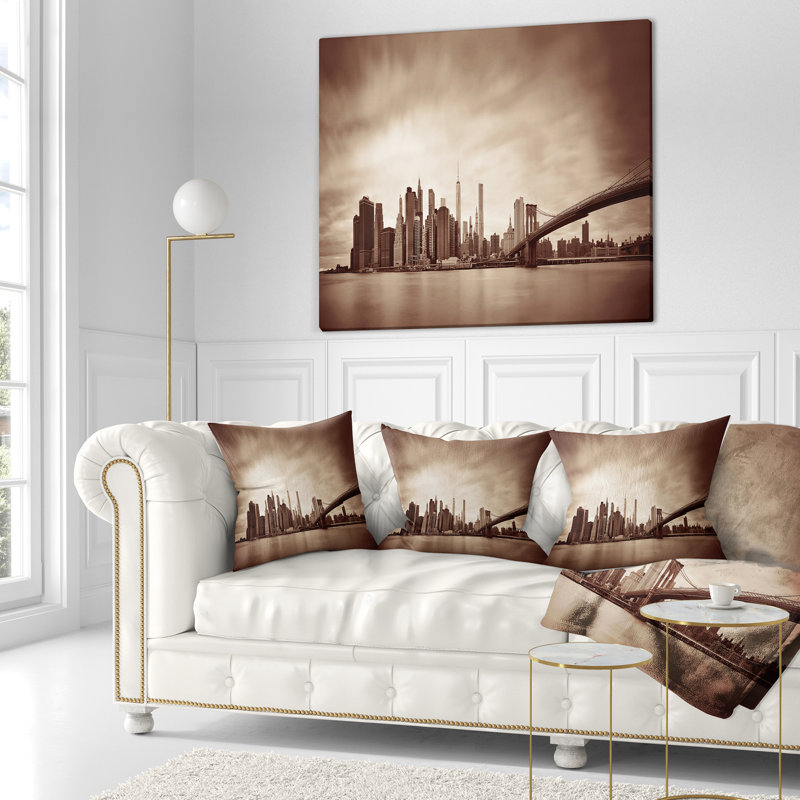 Coussin cityscape district finance manhattan, 12 po x 20 po, Coussin lombaire