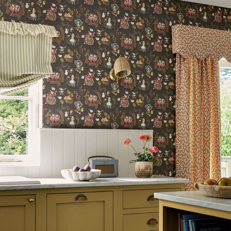 Alice in Wonderland Wallpaper, Puddle Blue