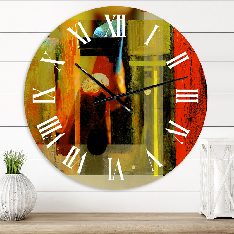 Mannequin cubique rouge, noir et vert - Horloge murale moderne, Surdimensionné