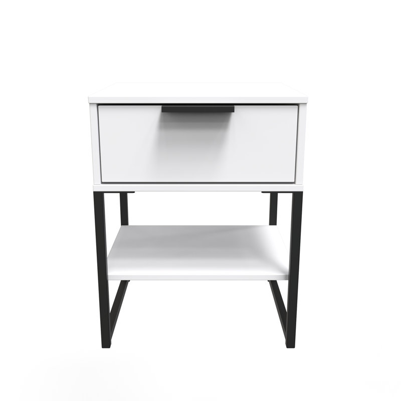 Diego 58 cm W Bedside Table, White/Black
