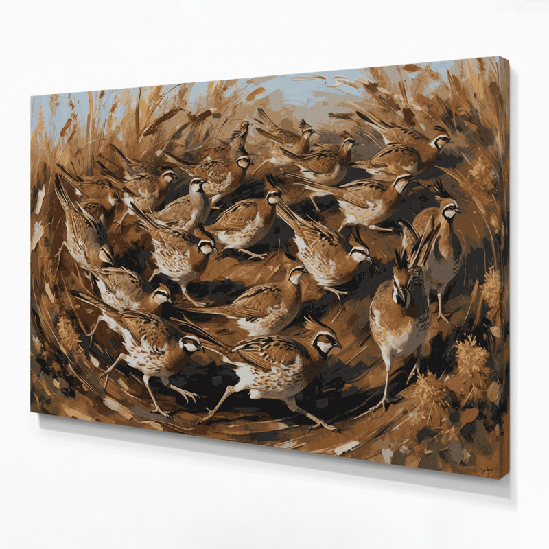 Oiseaux, art mural brun sur toile, H 11 po x l 14 po