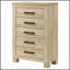 La commode de chambre à 5 tiroirs en chêne vieilli Sansome allie charme rustique et solutions de rangement modernes pour les petits espaces