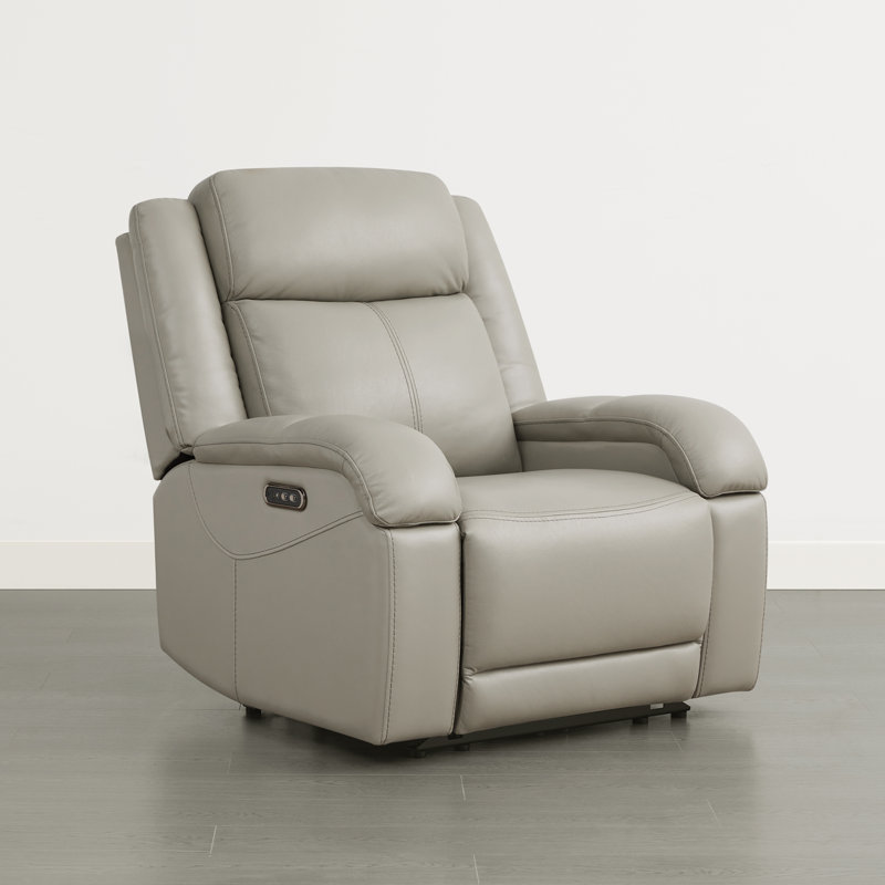 Fauteuil inclinable électrique Zachery, Cuir véritable gris