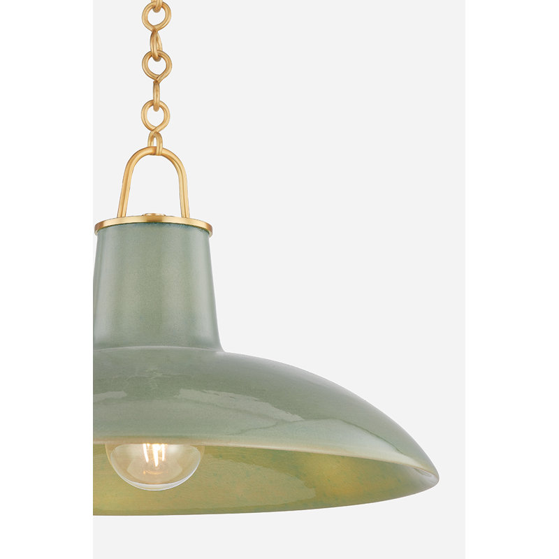 POTTERSVILLE Pendant, 11.25" H x 18" W x 18" D, Teal, Brass