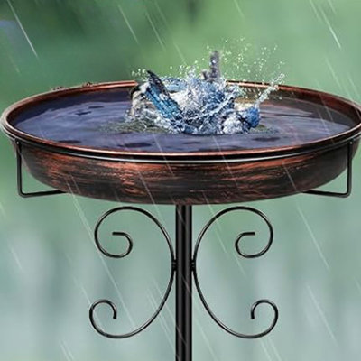 35In Metal Bird Bath for Outside Vintage Freestanding Birdbaths Bird Baths Feeder Bowl