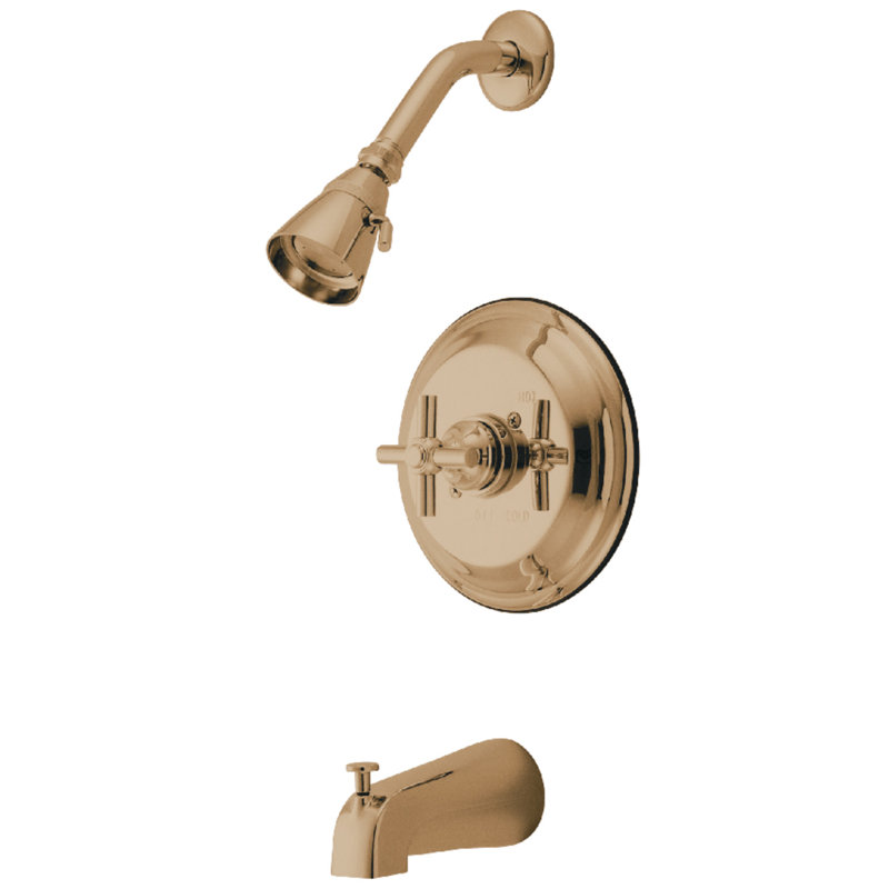 Kingston Brass Elinvar Single-Handle Pressure Balanced Tub and Shower Faucet, Polished Brass, Yes