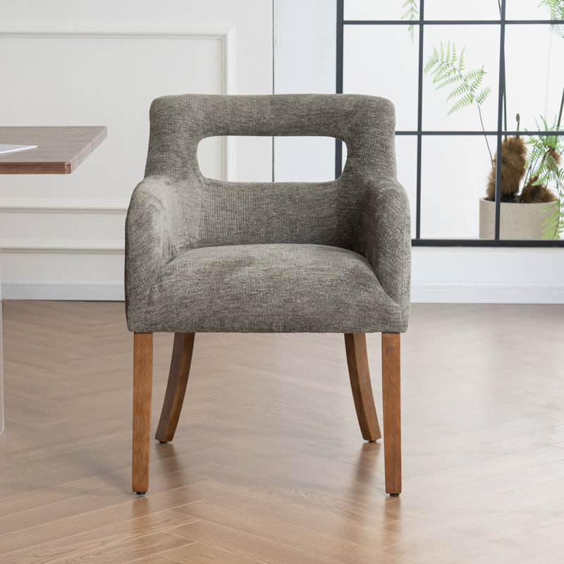 Chaise de salle à manger rembourrée avec accoudoirs, Vert
