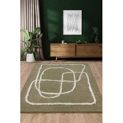 Brinlie Abstract Wool Hand Tufted Area Rug