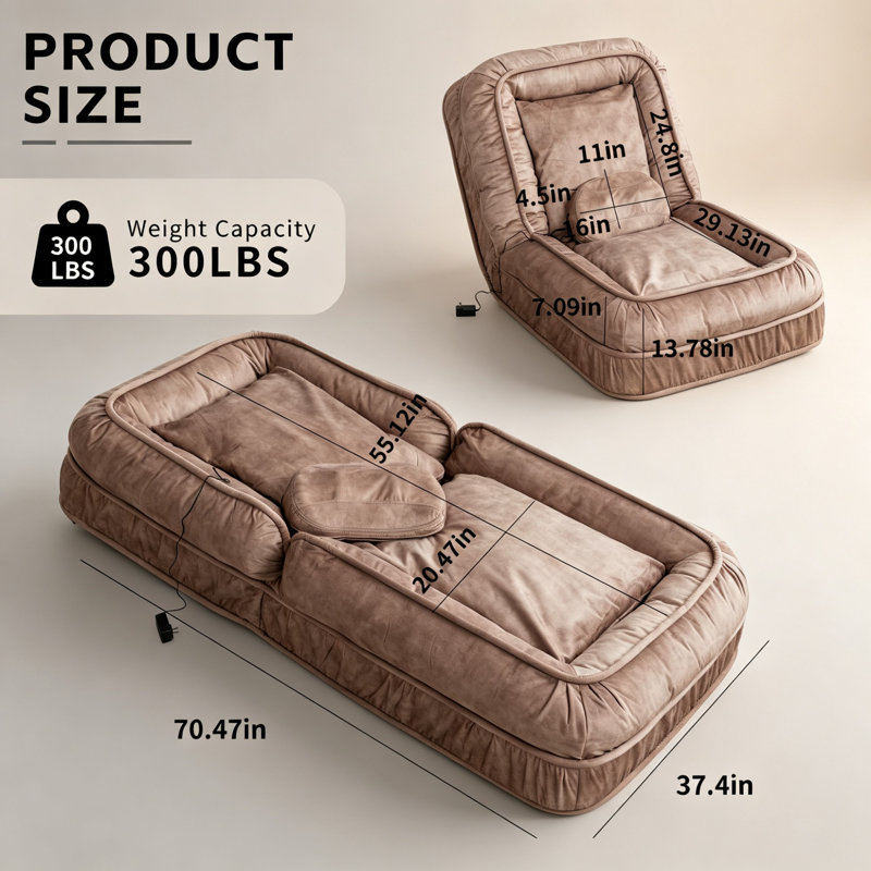 Boneless Adult Upholstered Pets Human Dog Sofa, Brown