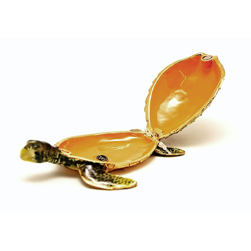 Sandy Turtle Trinket Box with Austrian Crystals