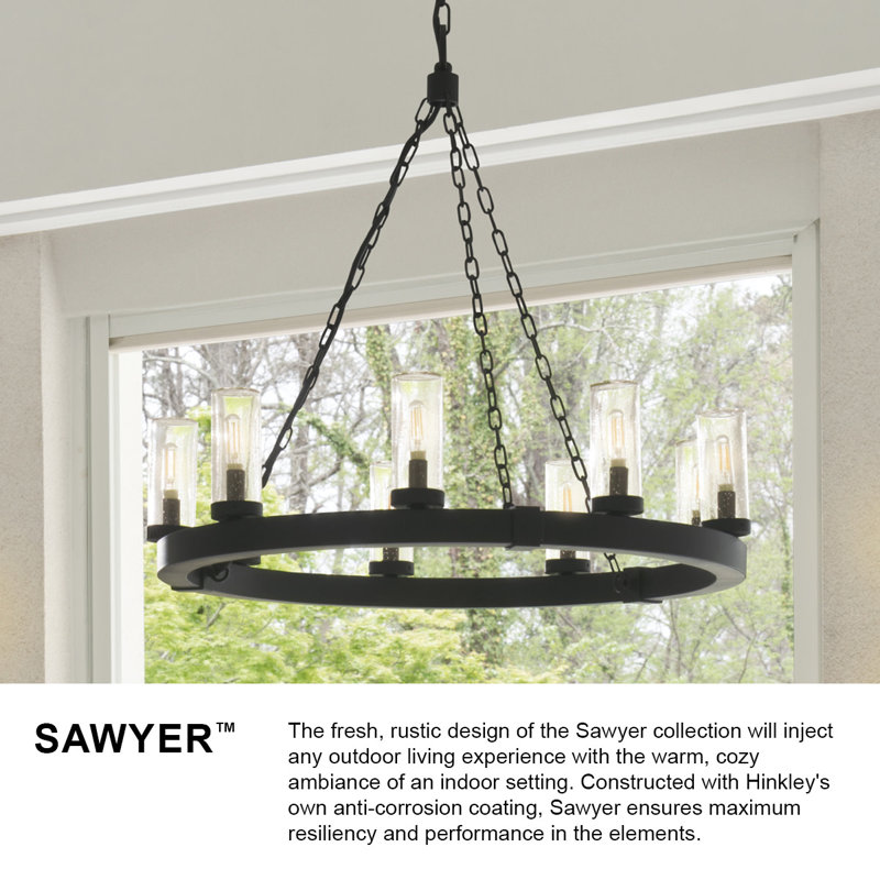 Sawyer Outdoor Chandelier, 27.75" H x 30" W x 30" D