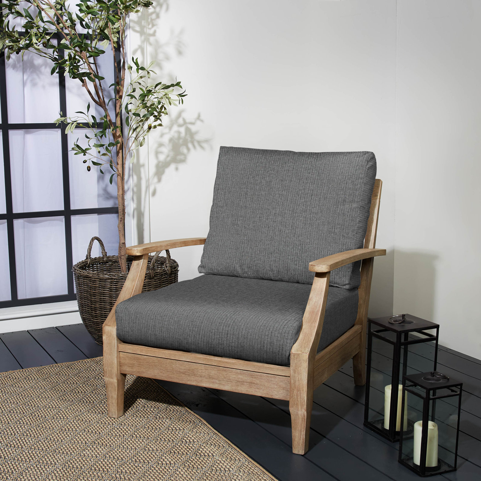 Barbro 22.5" Outdoor Seat/Back Cushion, Gray