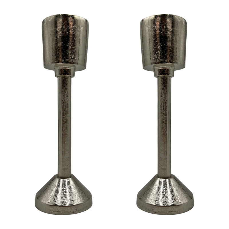Bougeoir de table en aluminium, Argent, H 13 po x l 4 po x P 4 po