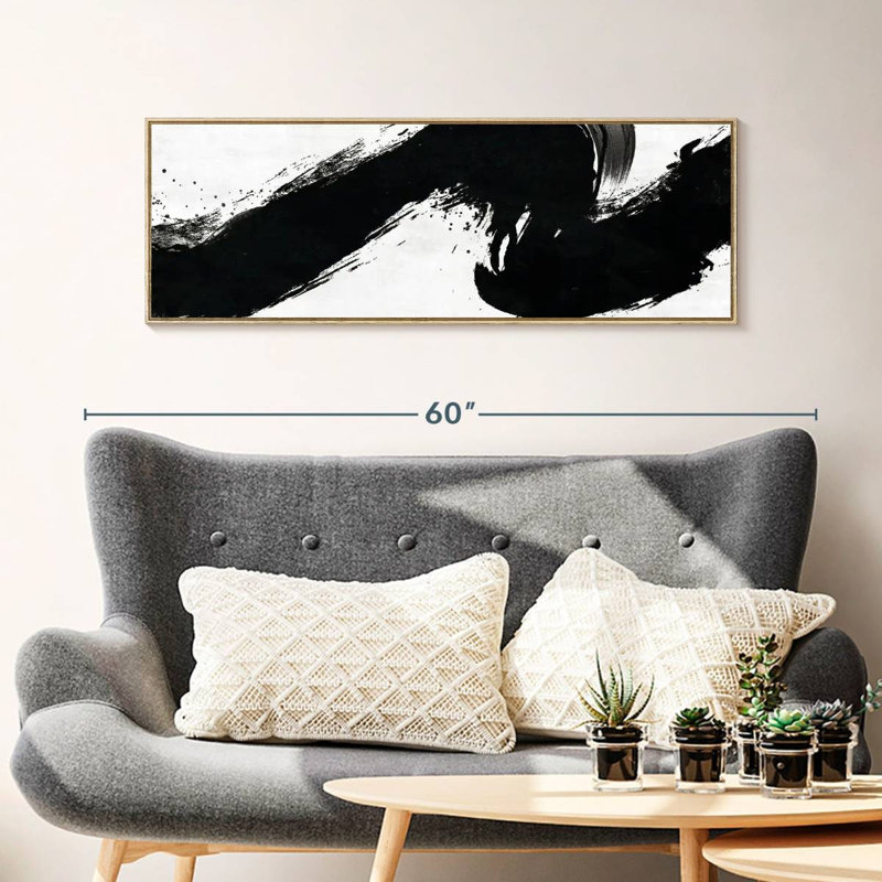 Coup abstrait, Cadre flottant en bois naturel, 43 po x 15 po