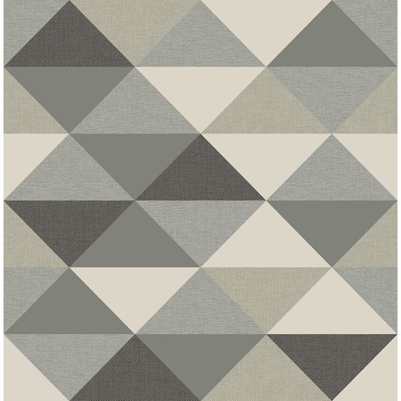 Papier peint à motif de triangles multicolores Seabrook Designs Kizzie, Gris anthracite / Cendres