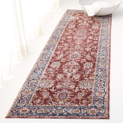 Ralph Lauren Bennet Power Loomed, Polyester, Red / Dark Blue Area Rug