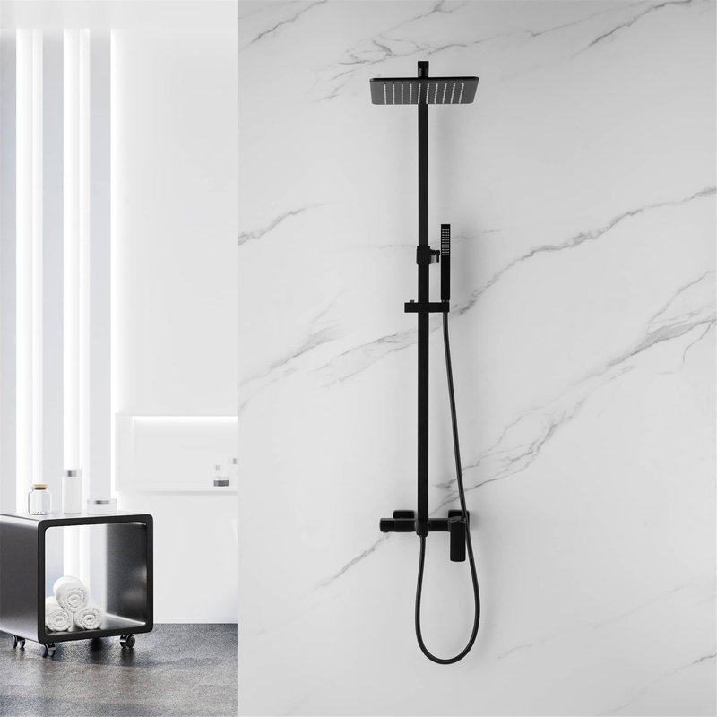 Système de douche complet à tuyau exposé avec valve brute