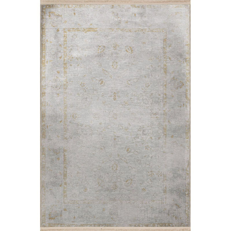 Tapis décoratif à motifs abstraits et à motifs gris, Rectangle 3 pi 9,81 po x 4 pi 11,06 po