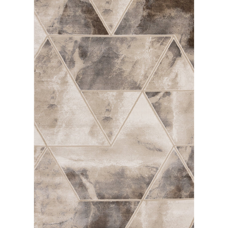 Willemstad Taupe Grey Geometric Area Rug, Rectangle 5'3" x 7'7"