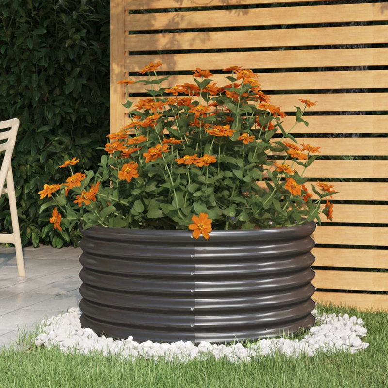 Garden Raised Bed Powder-coated Steel, Anthracite, 14.17" H x 31.50" W x 31.50" D