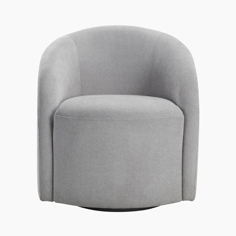 Garcia 28.5" Modern & Contemporary Swivel Chair with Boucle Fabric Upholstery, Metal Swivel Base, Foam over Pocket Coils
