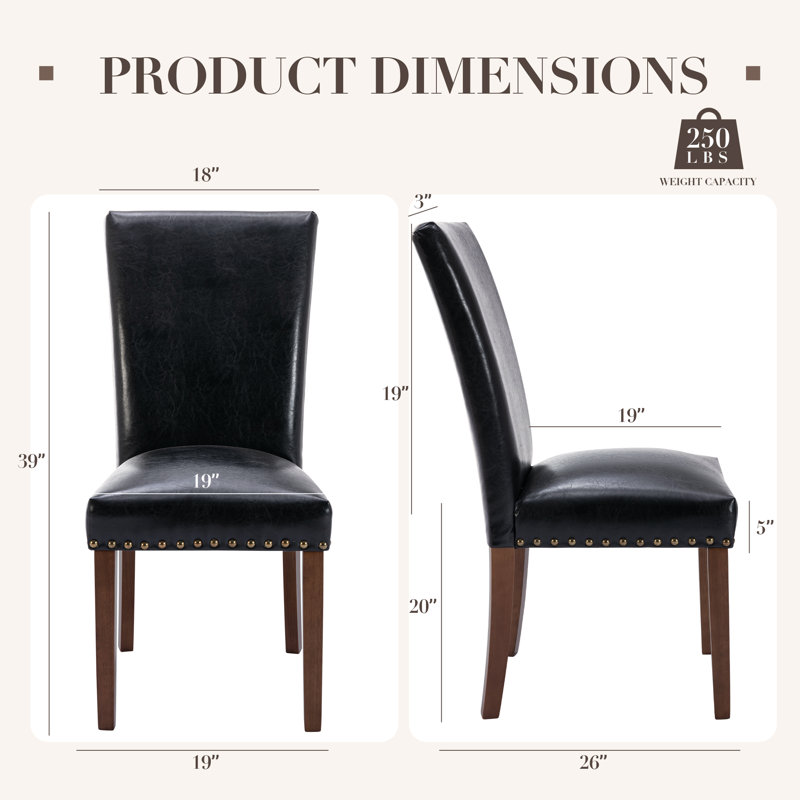 Darren-Lee PU Leather Upholstered Dining Side Chair, Black